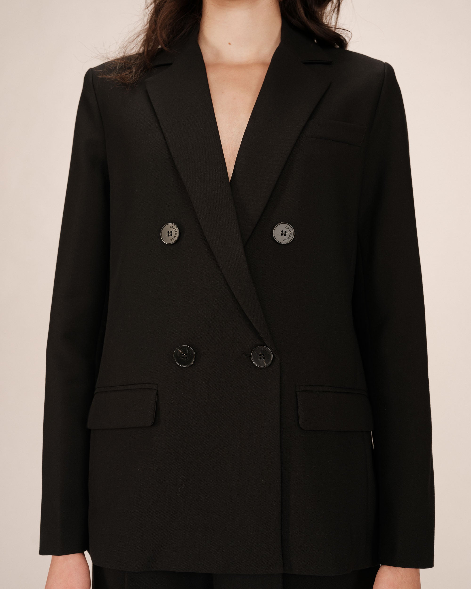 Blazer Cruzado Recto Negro Sureau