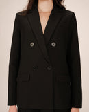 Blazer cruzado recto de saúco negro