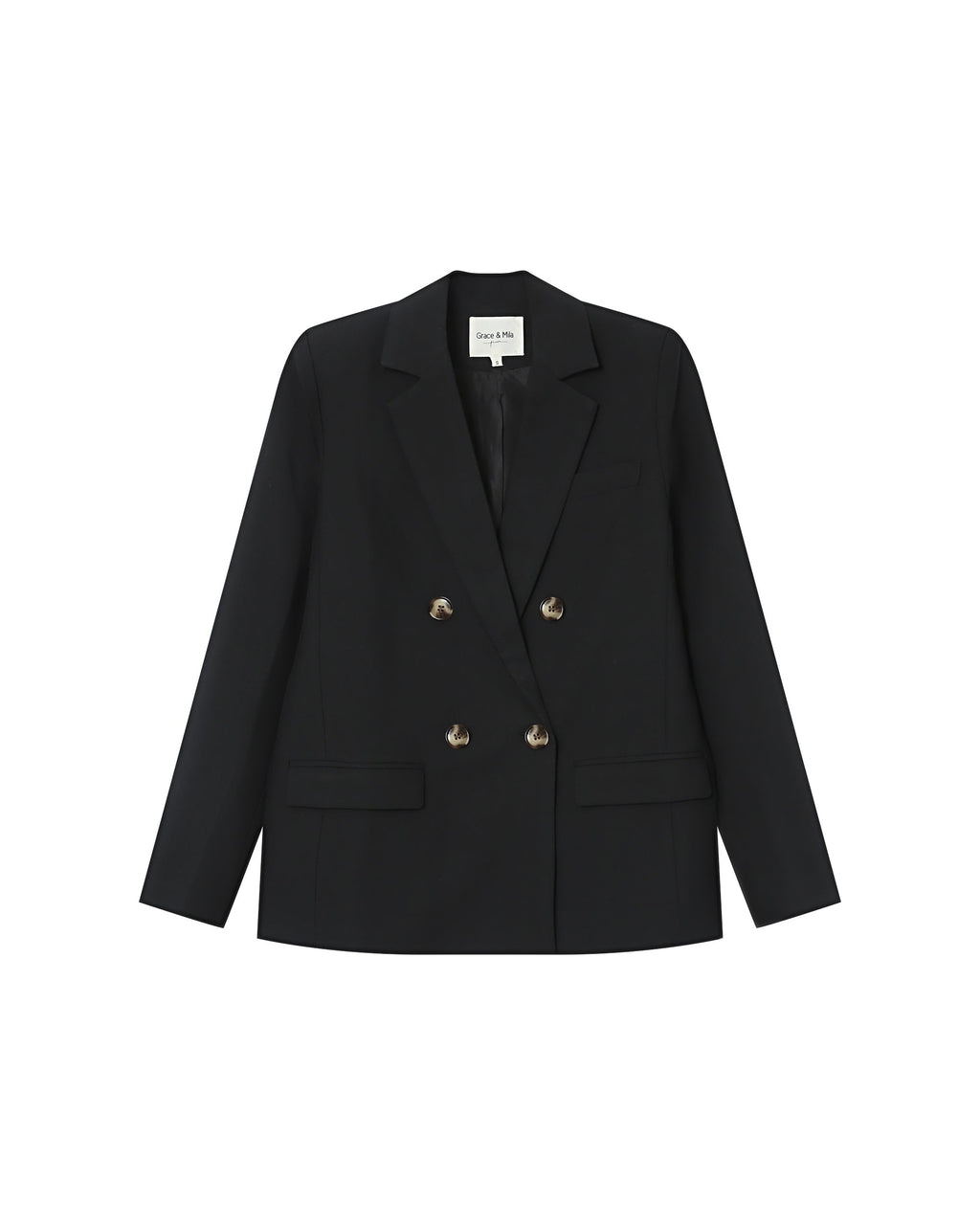 Blazer Cruzado Recto Negro Sureau