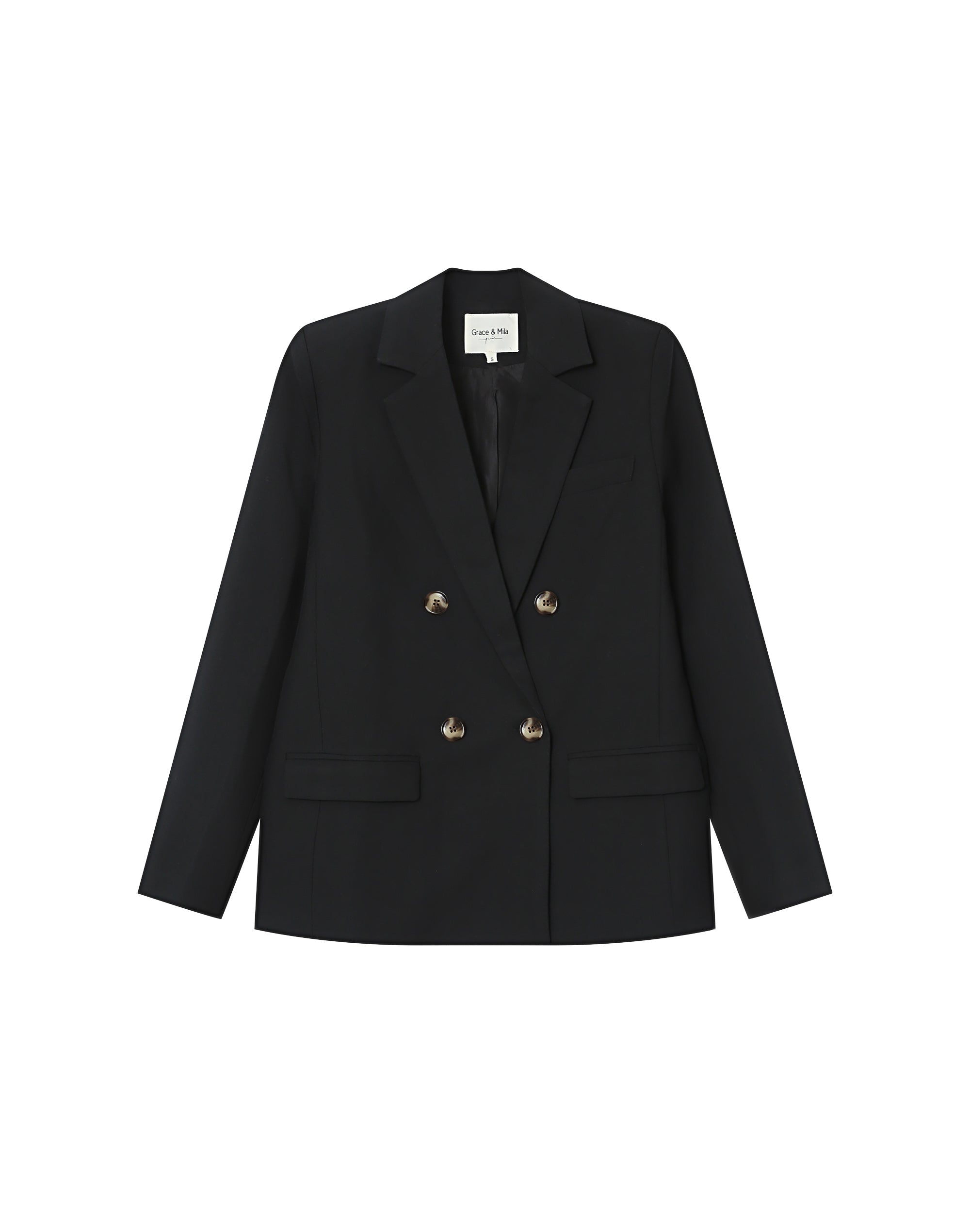 Blazer Cruzado Recto Negro Sureau