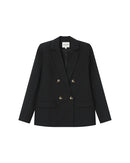 Blazer cruzado recto de saúco negro