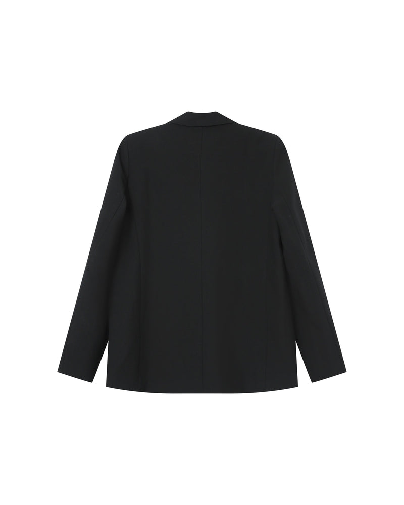 Blazer cruzado recto de saúco negro
