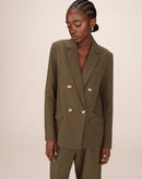 Blazer cruzado recto verde bosque de saúco
