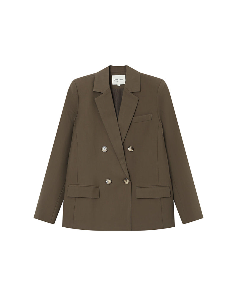 Blazer cruzado recto verde bosque de saúco
