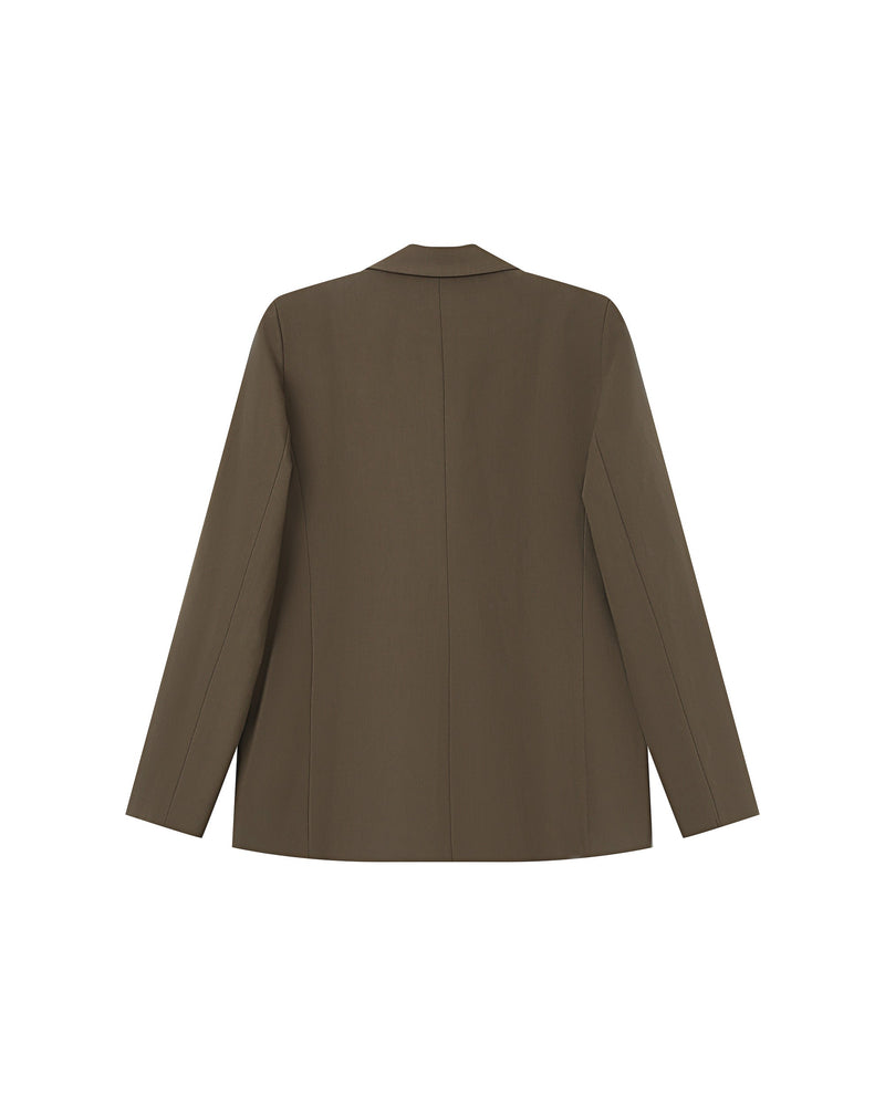 Blazer cruzado recto verde bosque de saúco