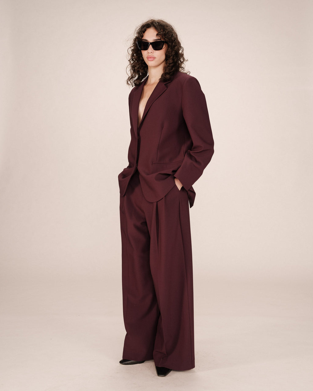 Blazer Ancho Recto Burdeos Strong
