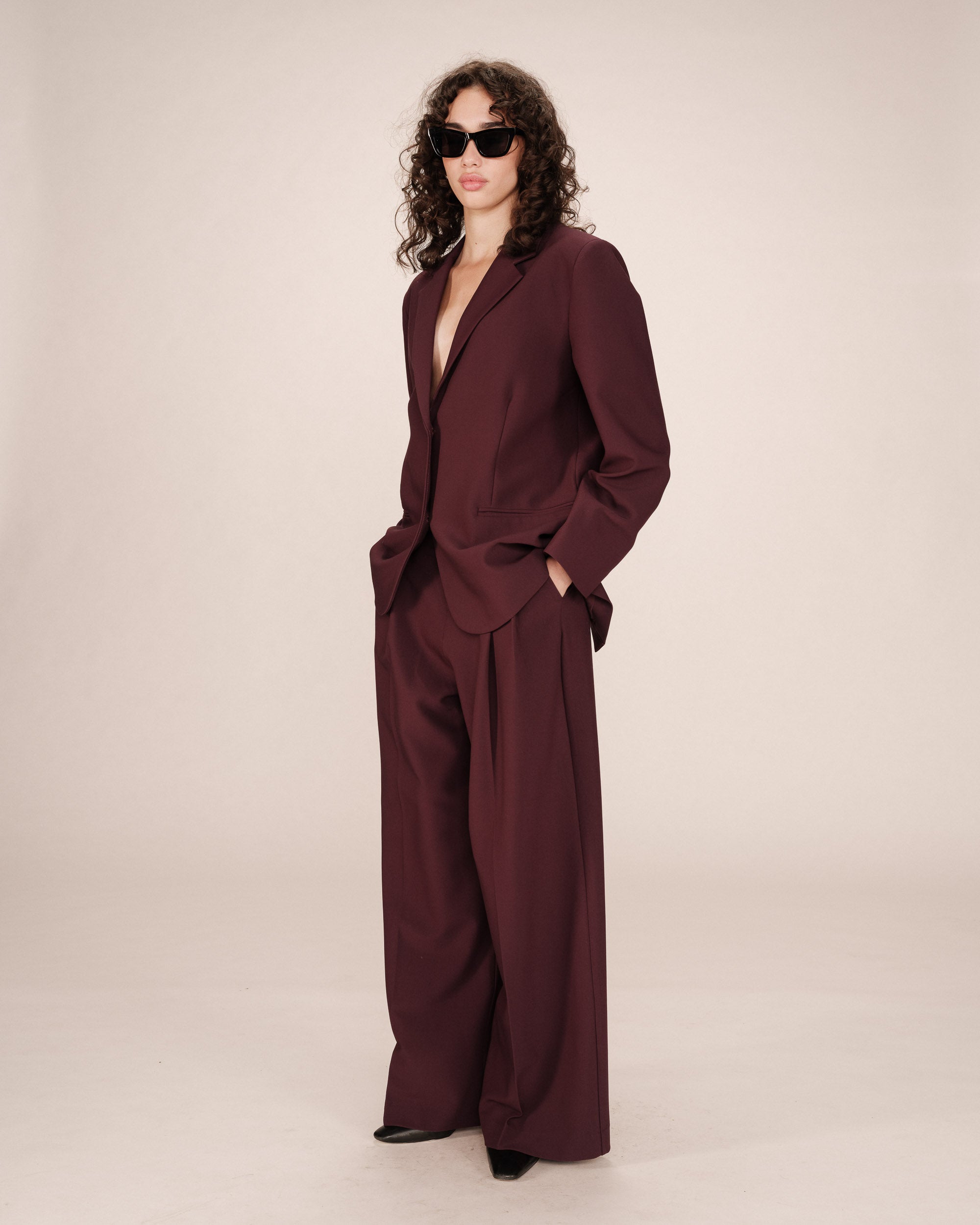 Blazer Ancho Recto Burdeos Strong
