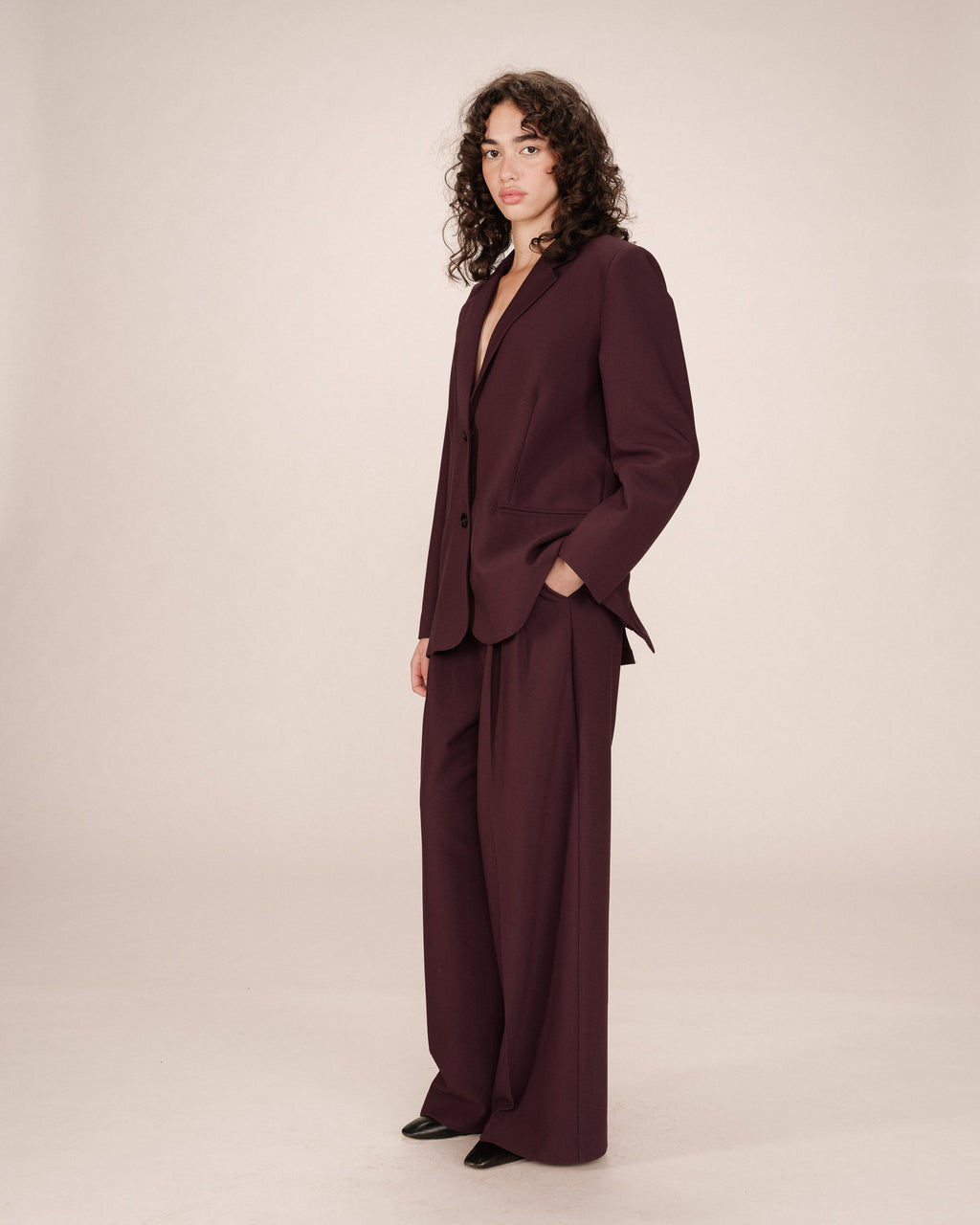 Blazer Ancho Recto Burdeos Strong