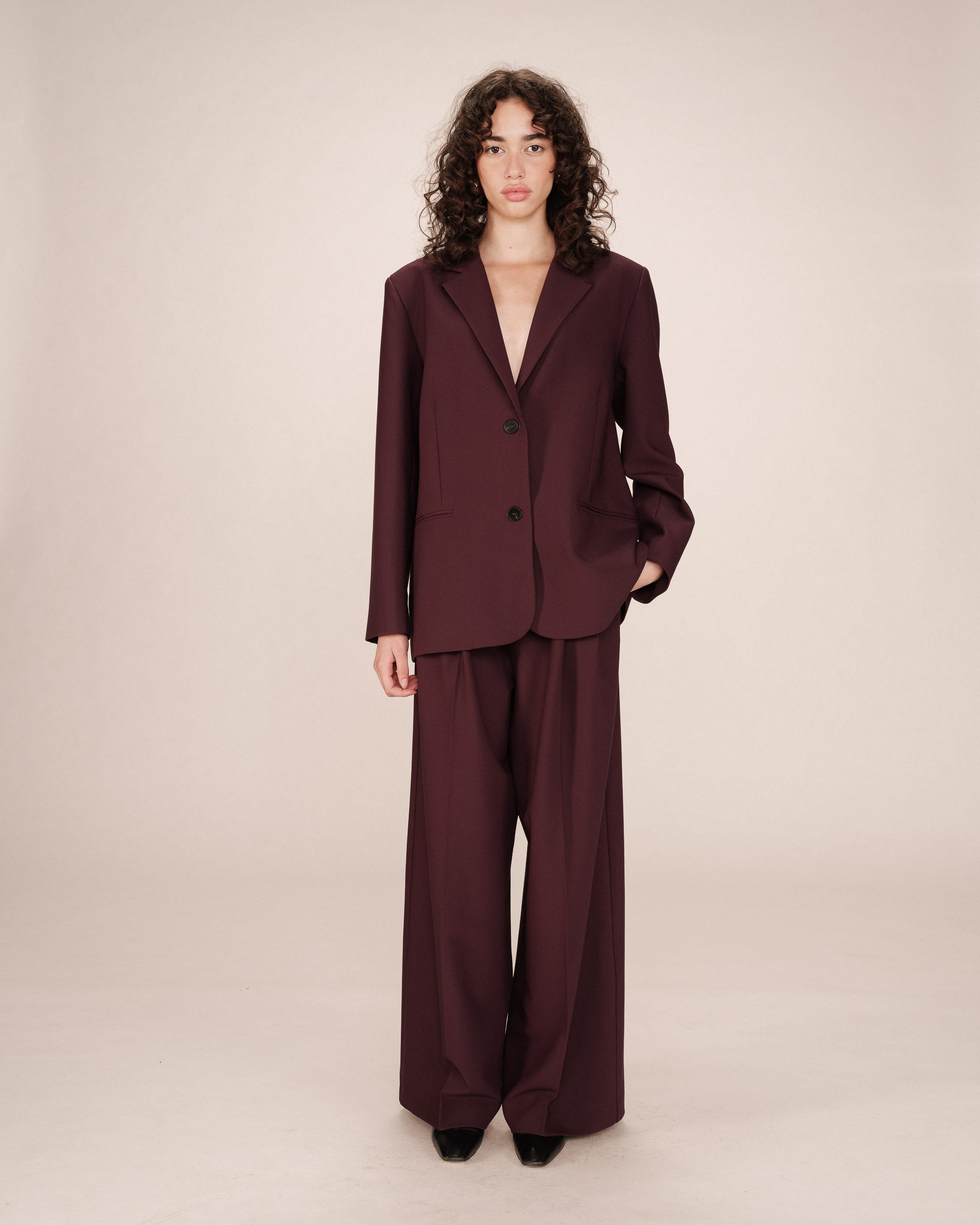 Blazer Ancho Recto Burdeos Strong