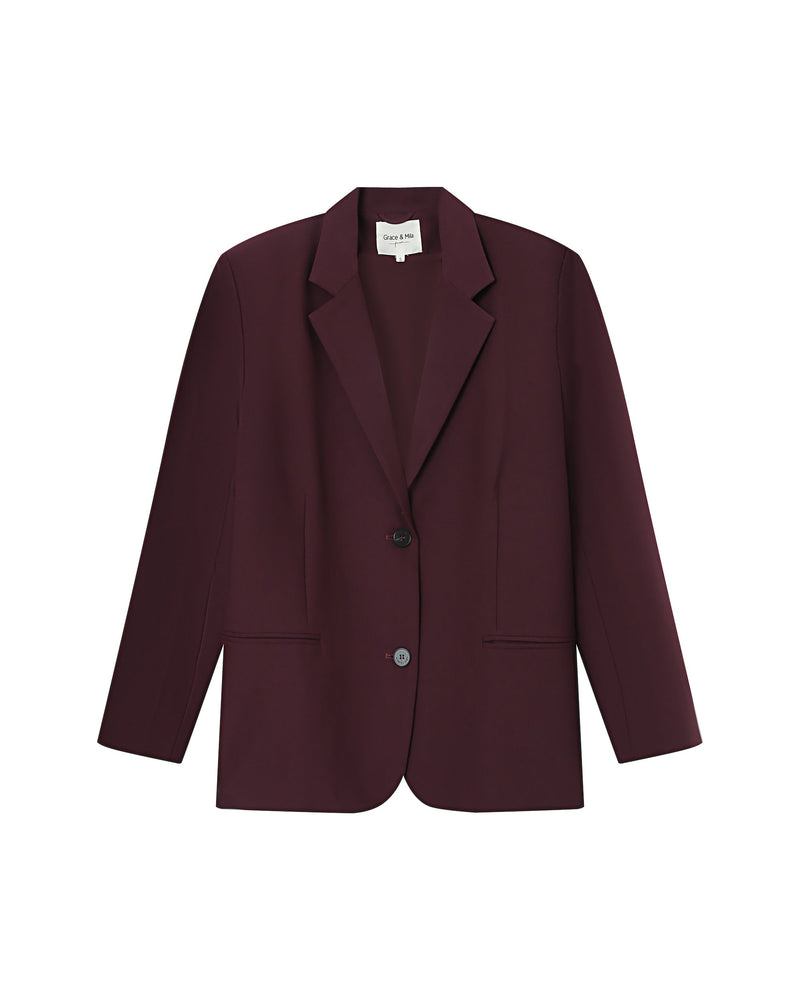 Blazer Fuerte Borgoña Recto Grande