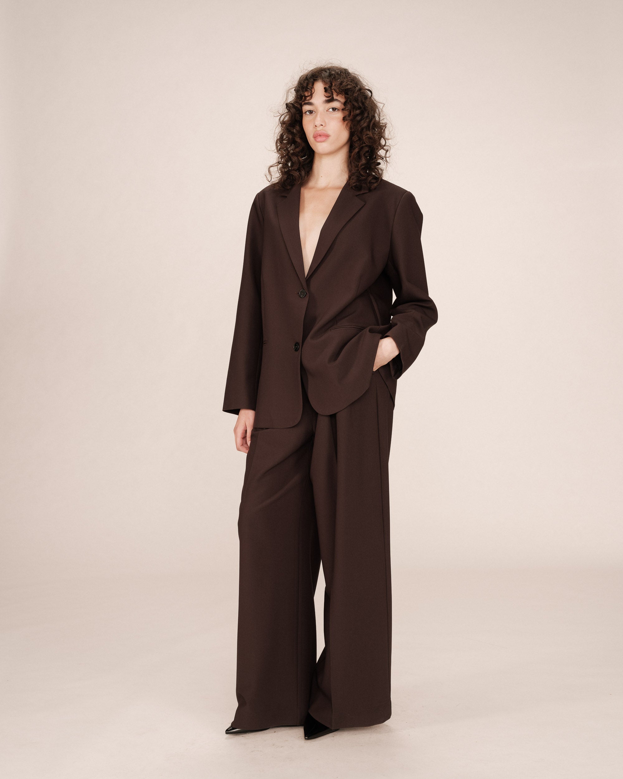 Blazer Amplio Recto Chocolate Strong
