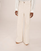 Wide-Leg Ecru Trousers Samba