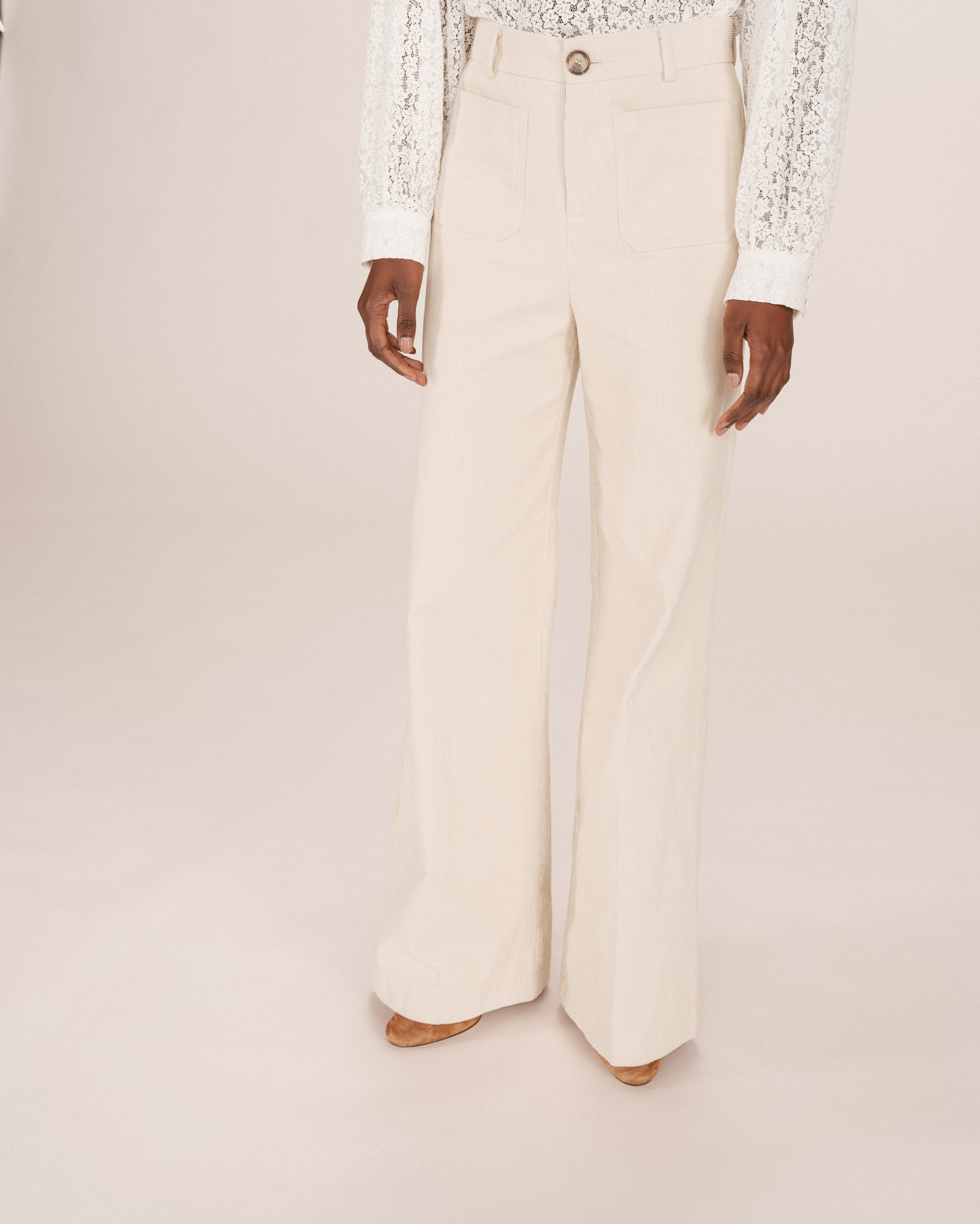 Wide-Leg Ecru Trousers Samba