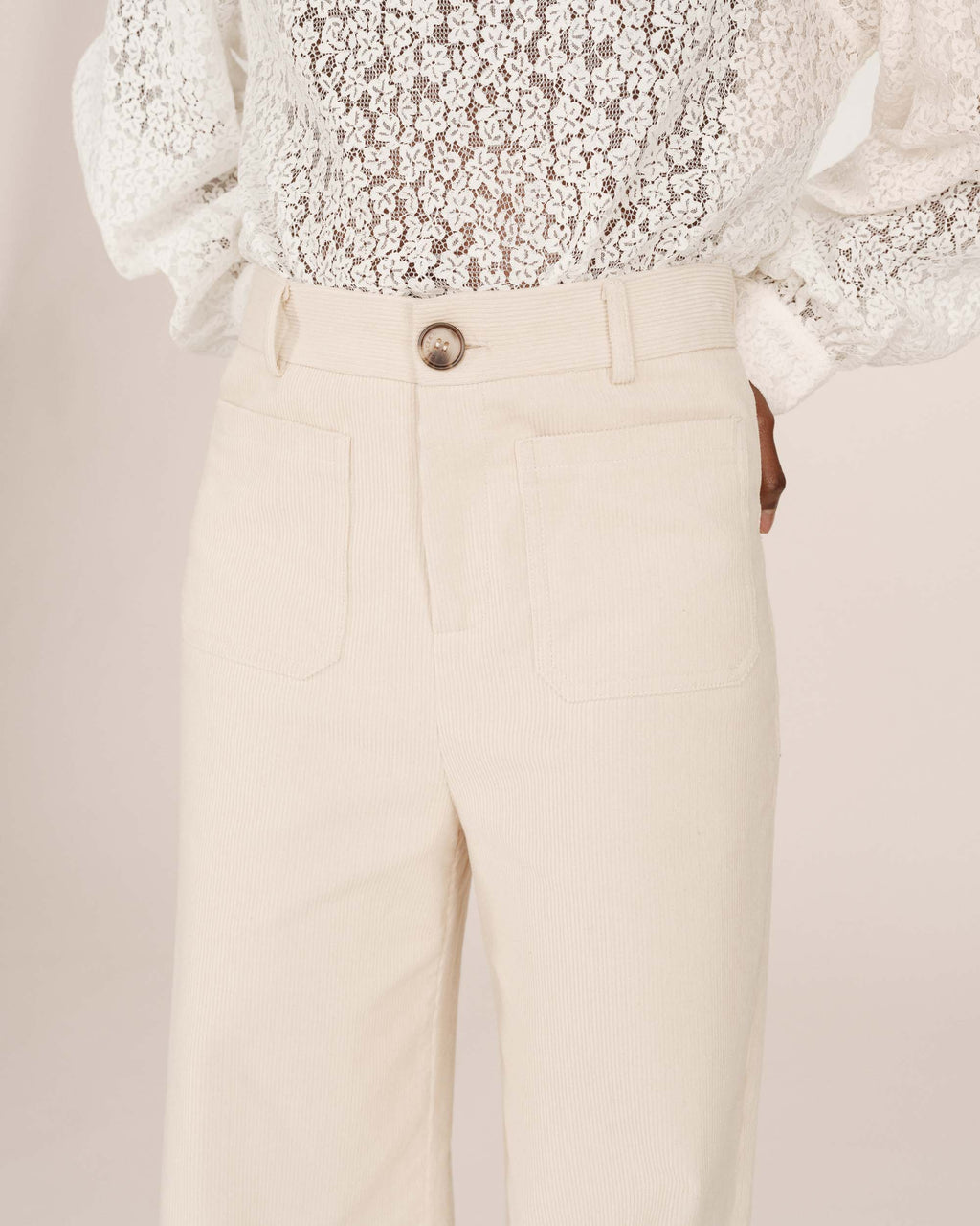 Wide-Leg Ecru Trousers Samba