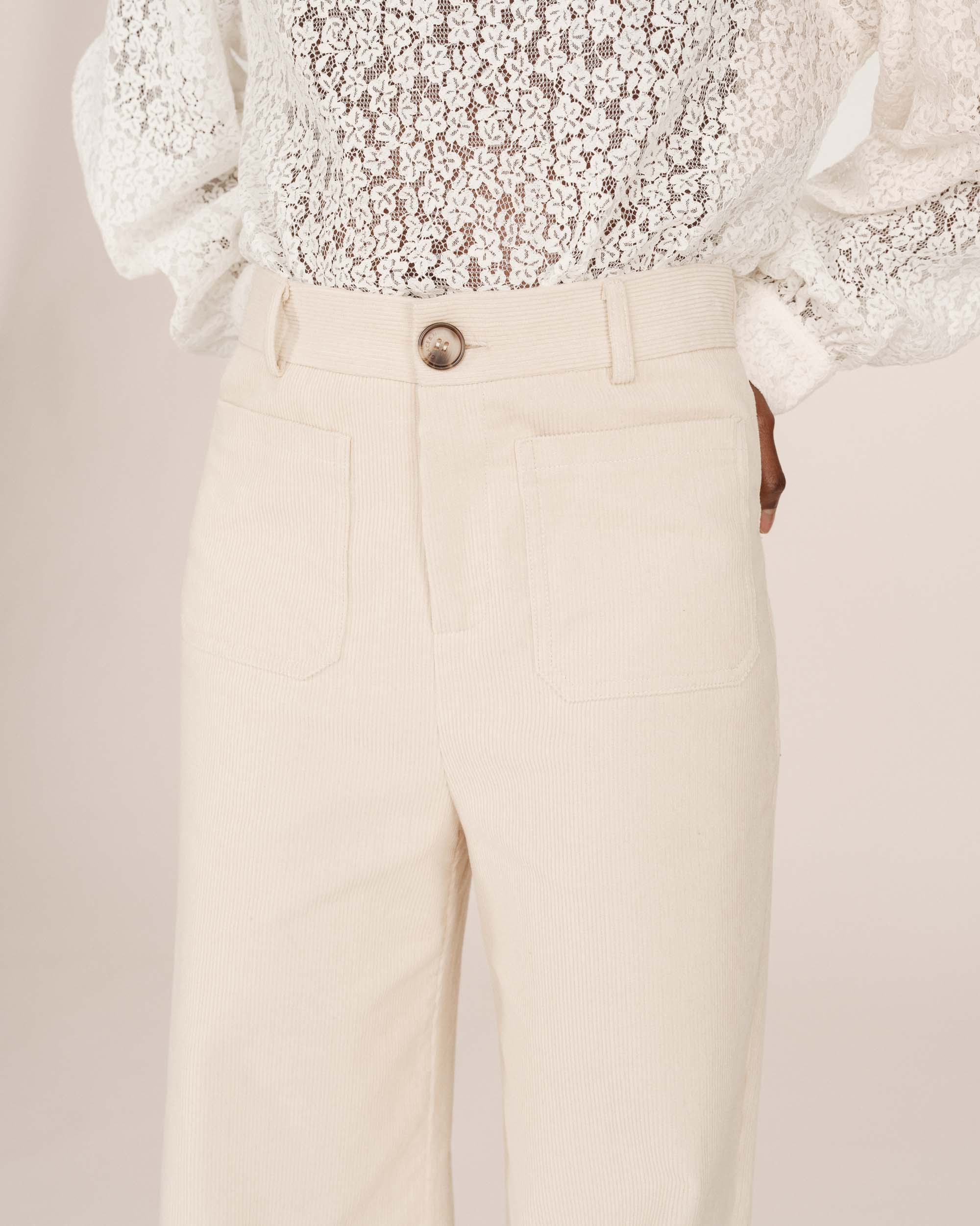 Wide-Leg Ecru Trousers Samba