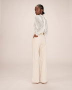 Wide-Leg Ecru Trousers Samba