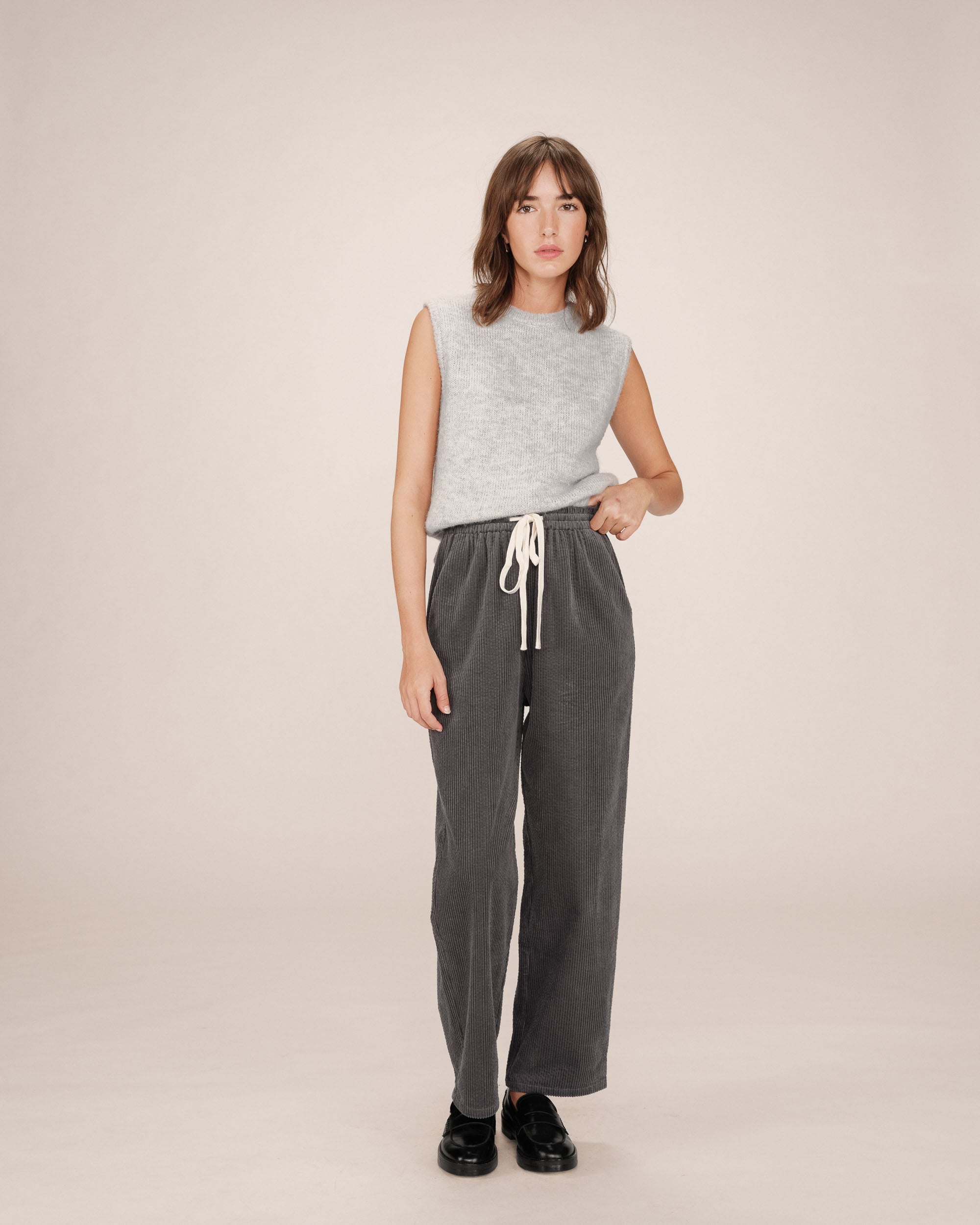 Wide-Leg Carbon Corduroy Trousers Liberty