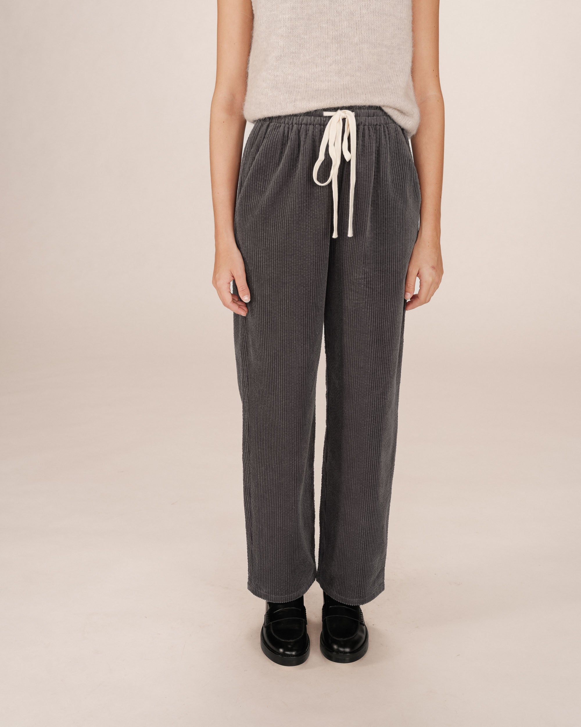 Wide-Leg Carbon Corduroy Trousers Liberty
