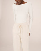 Wide-Leg Ecru Liberty Trousers