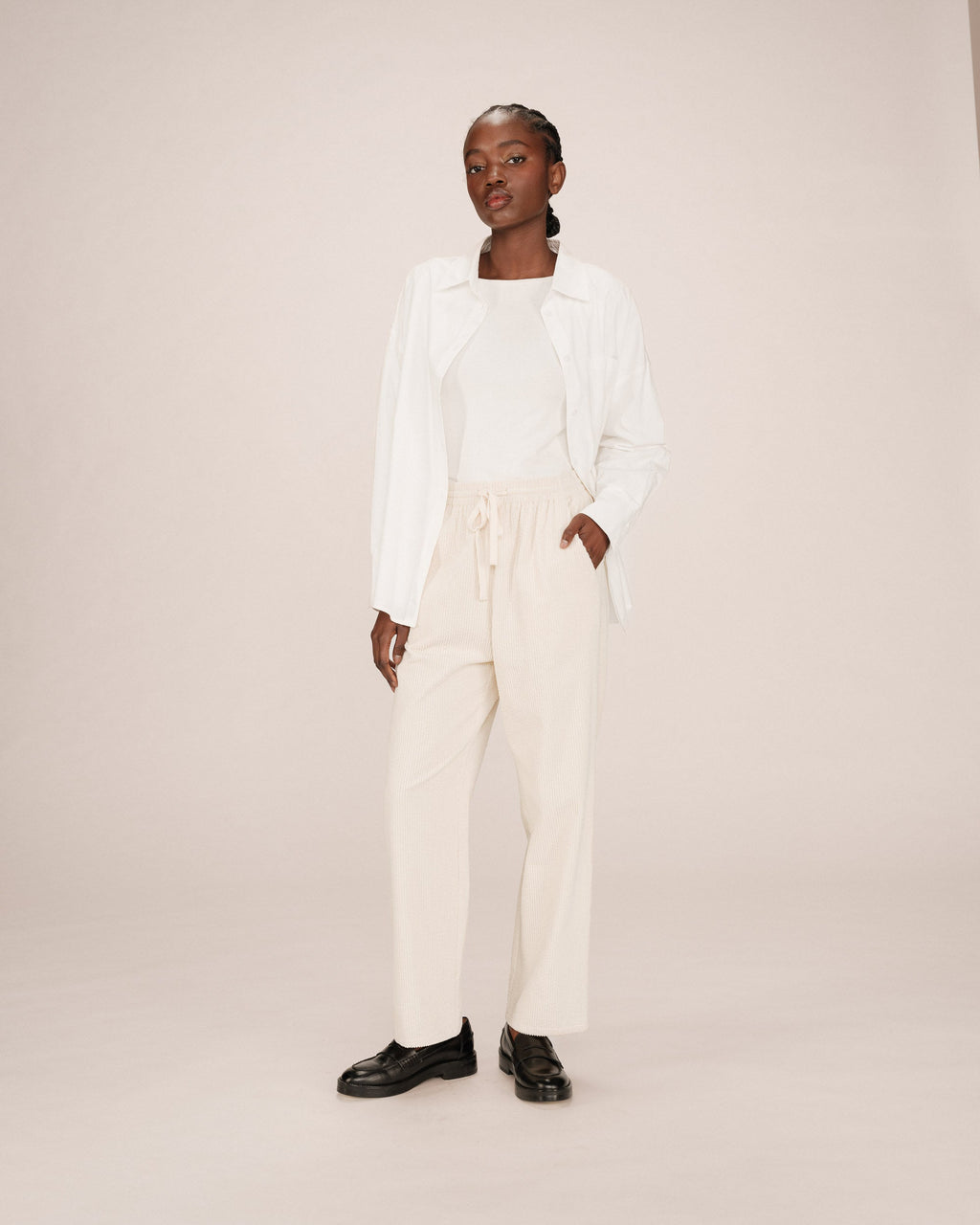 Wide-Leg Ecru Liberty Trousers