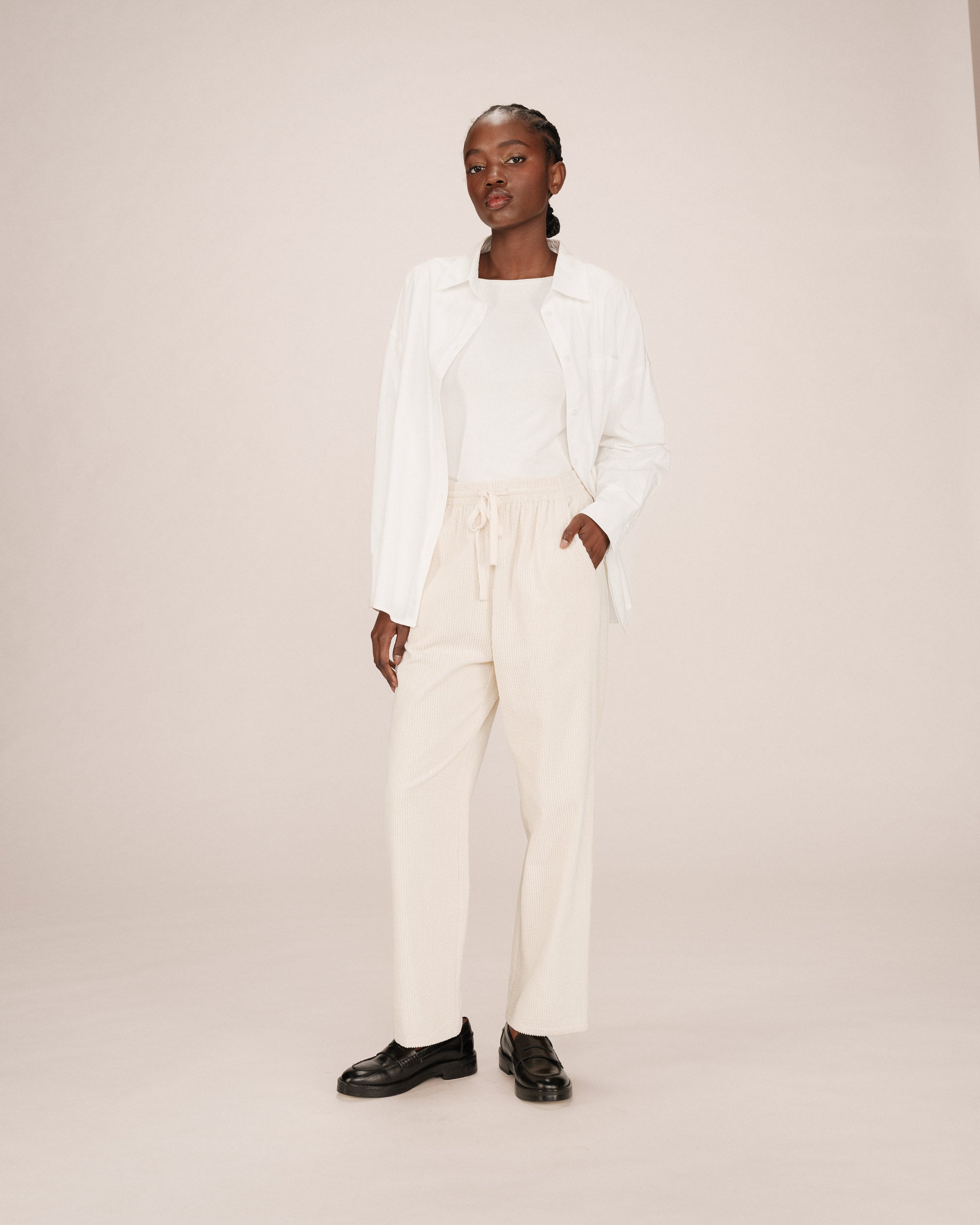 Wide-Leg Ecru Liberty Trousers
