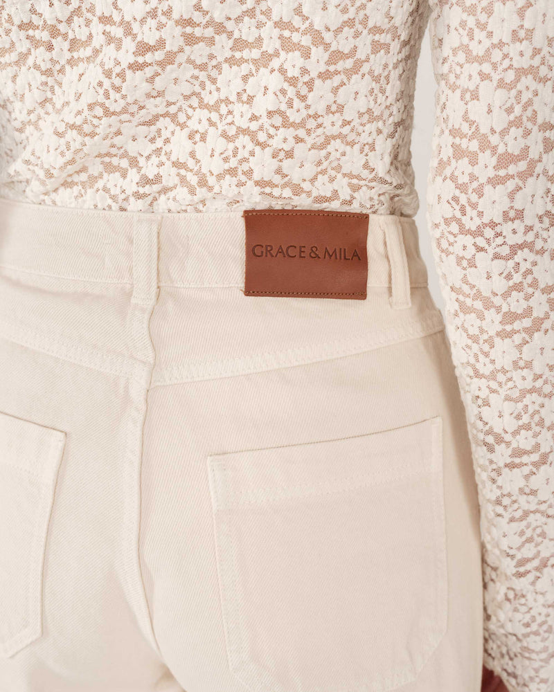 Vaqueros anchos James beige