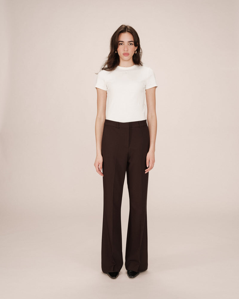 Pantalones de sastre de campana color chocolate de Singer