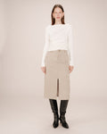 Long Suedette Skirt Greige Sorry
