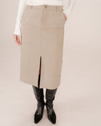 Long Suedette Skirt Greige Sorry