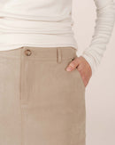 Long Suedine Skirt Greige Sorry