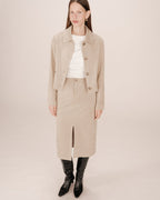 Long Suedette Skirt Greige Sorry