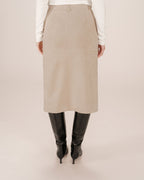 Long Suedette Skirt Greige Sorry