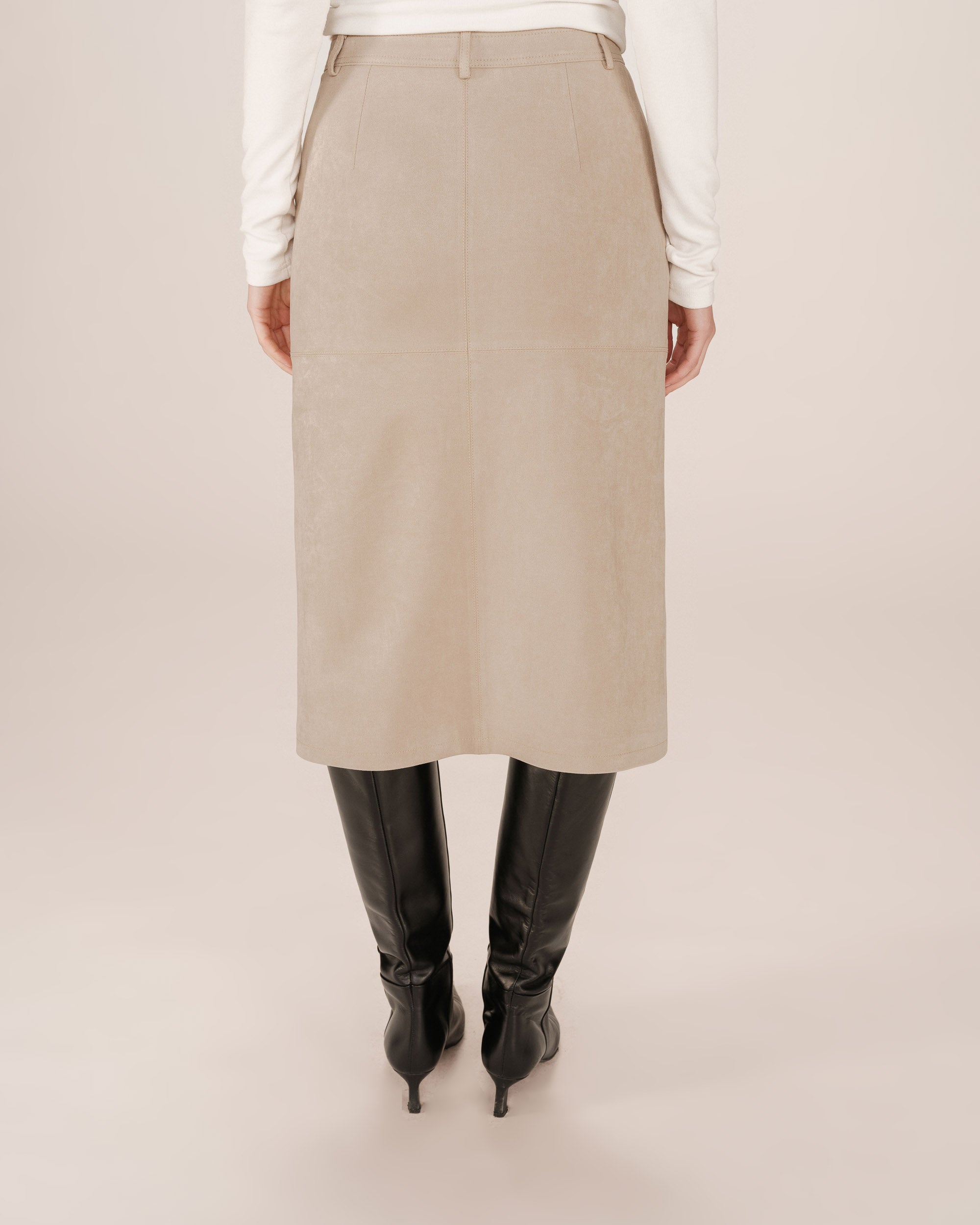 Long Suedette Skirt Greige Sorry