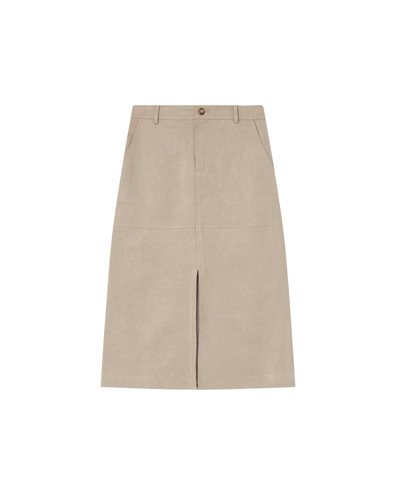 Long Suedine Skirt Greige Sorry