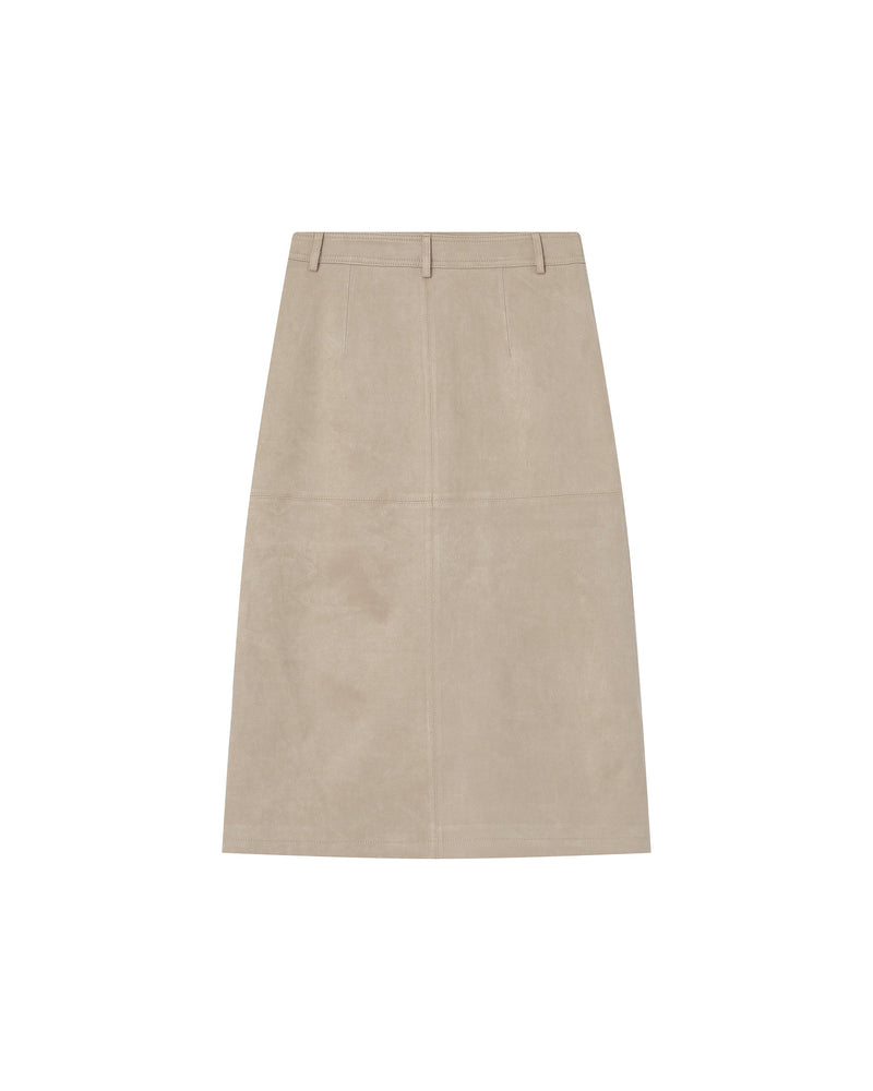 Long Suedine Skirt Greige Sorry