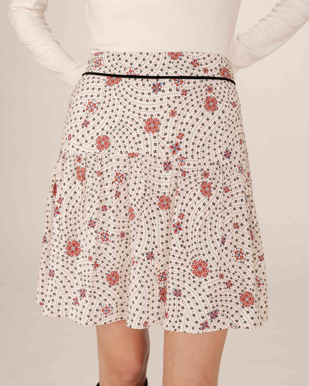 Falda Estampada Flores Crudo Staicy