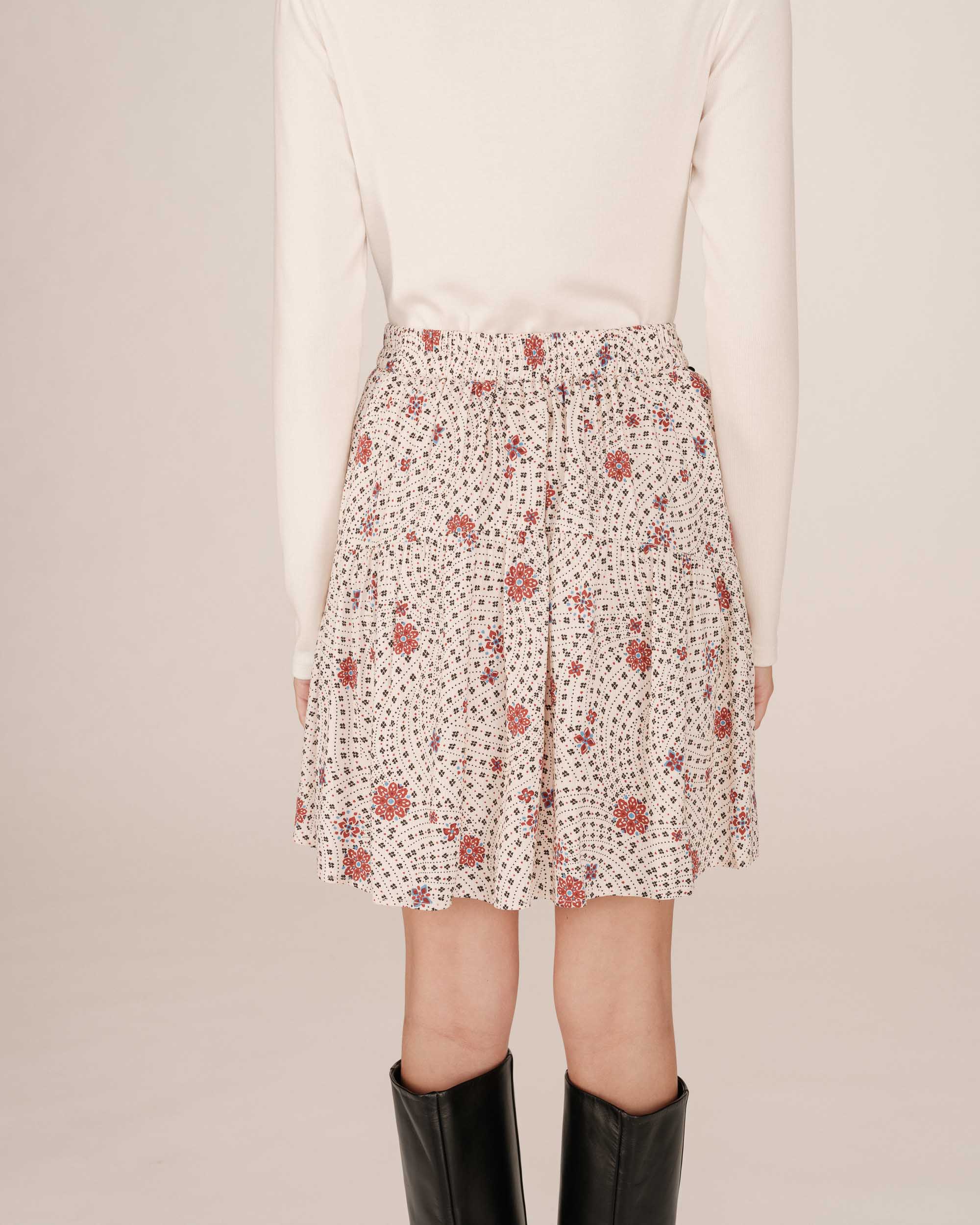 Falda Estampada Flores Crudo Staicy