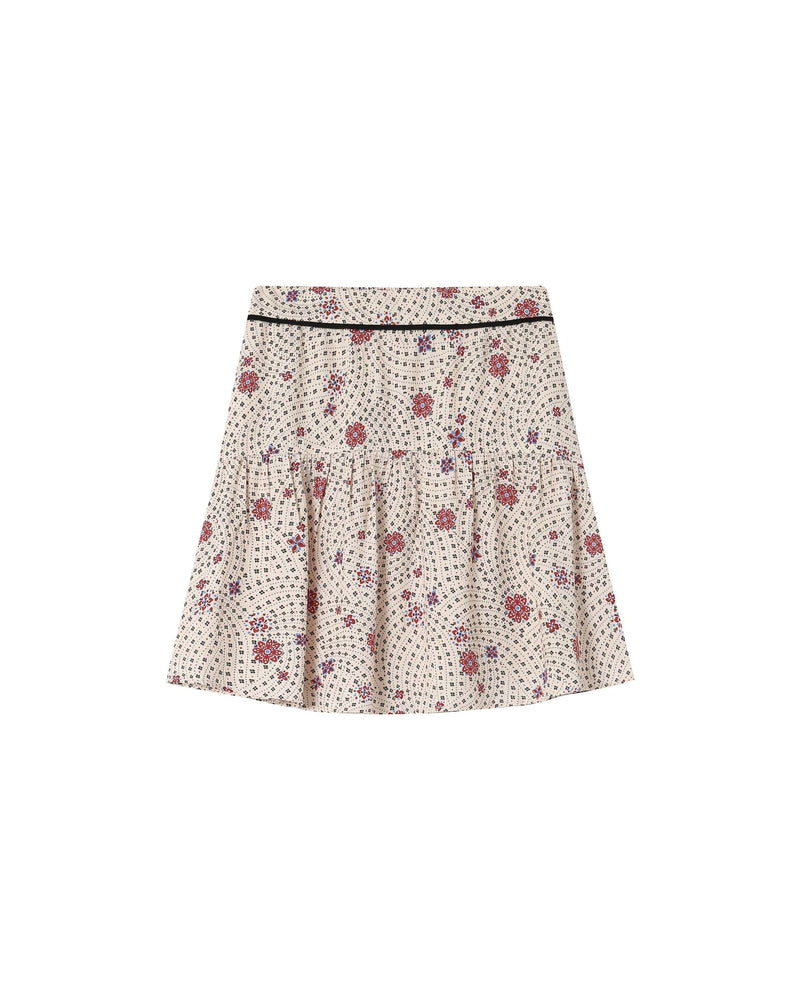 Flower Printed Skirt Ecru Staicy