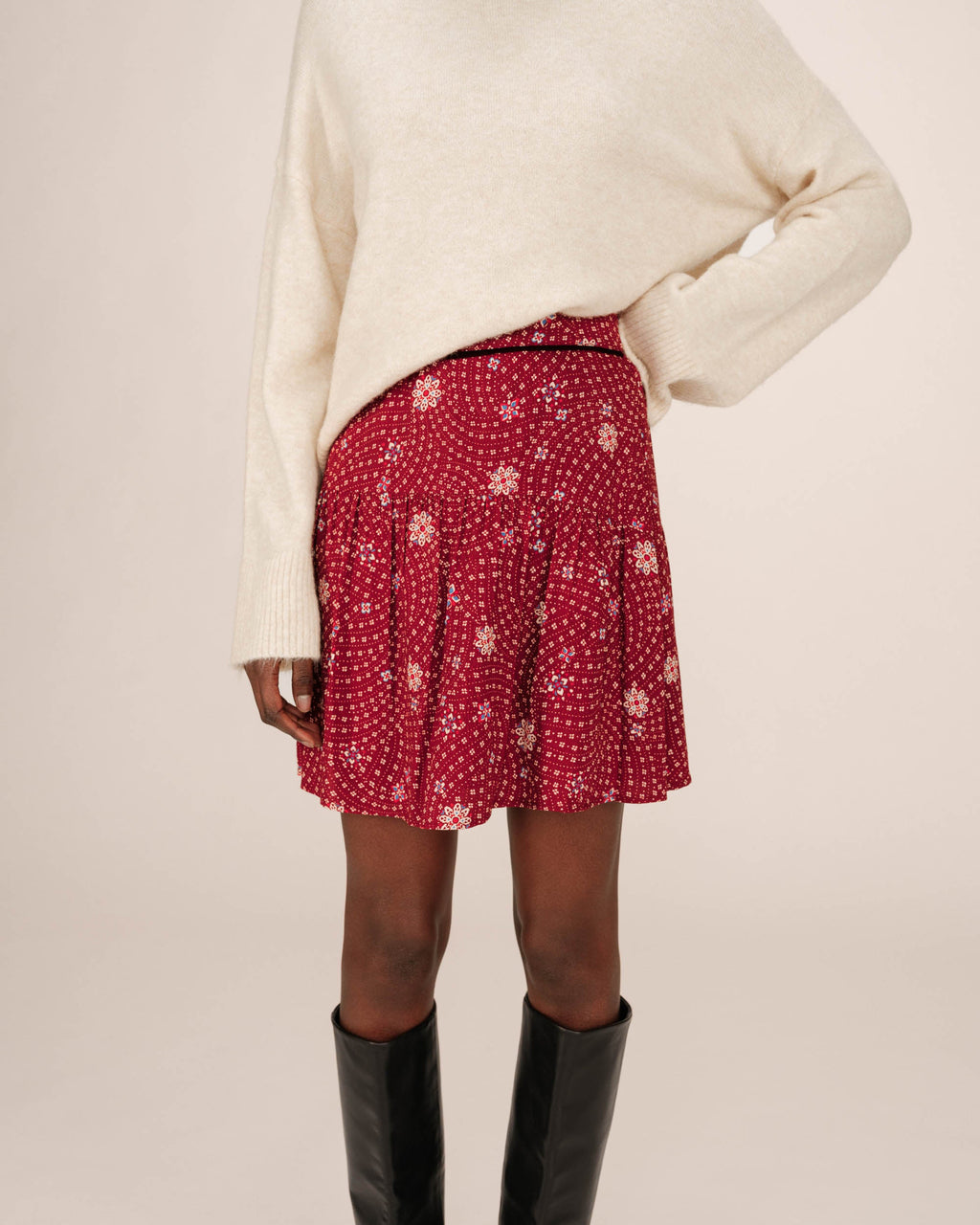 Terracotta Floral Print Skirt Staicy