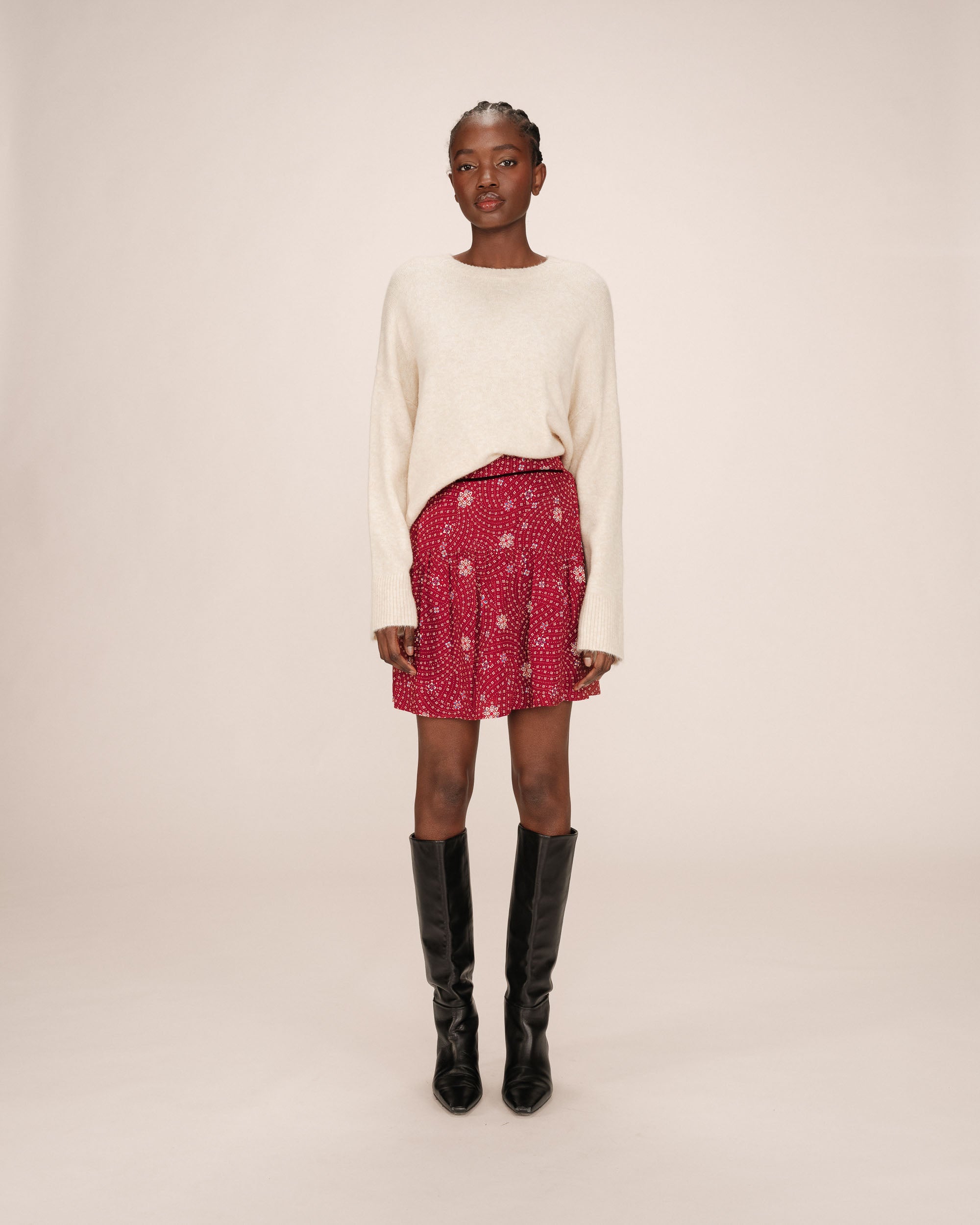 Terracotta Floral Print Skirt Staicy