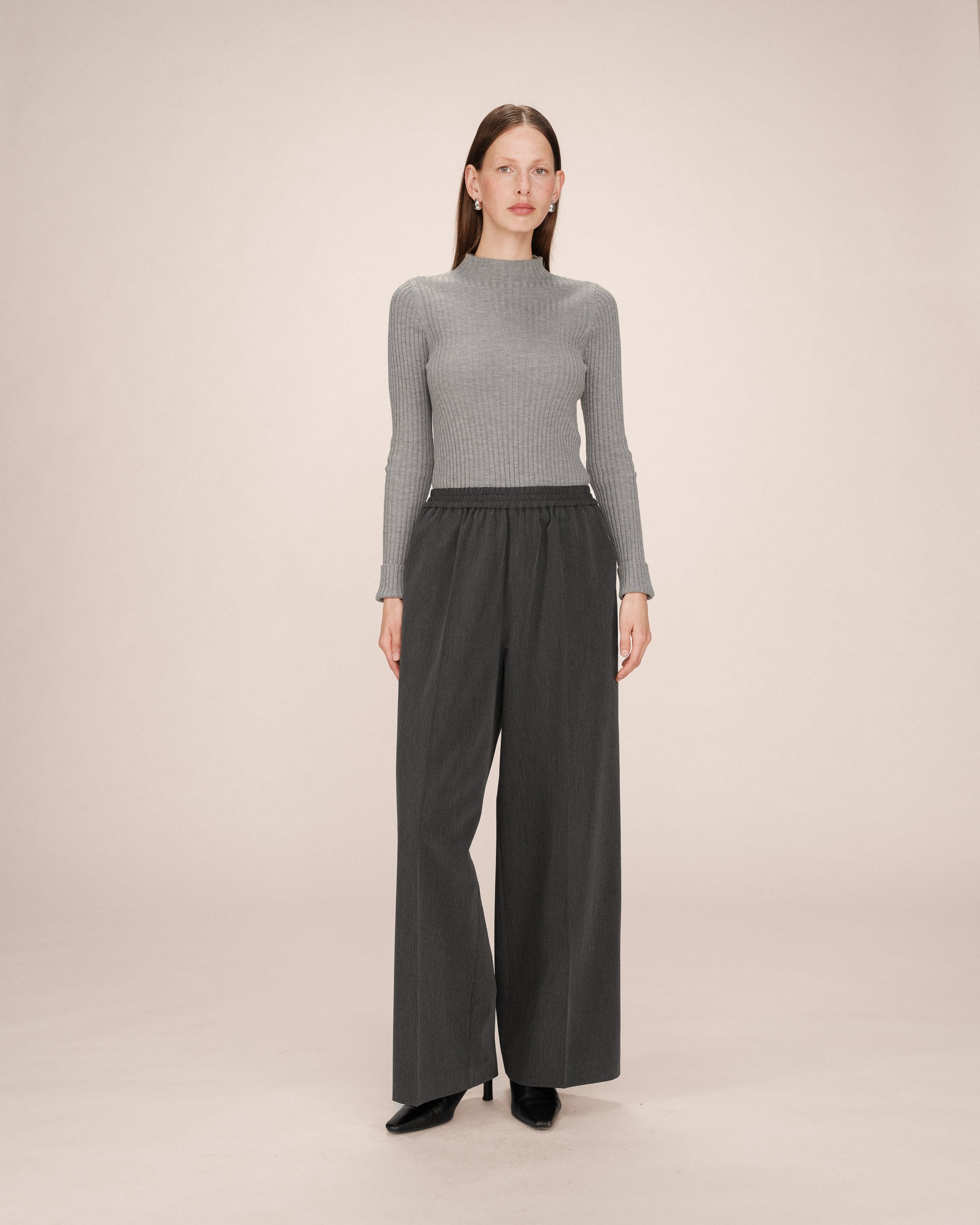 Anthracite Wide-Leg Trousers Sweeney