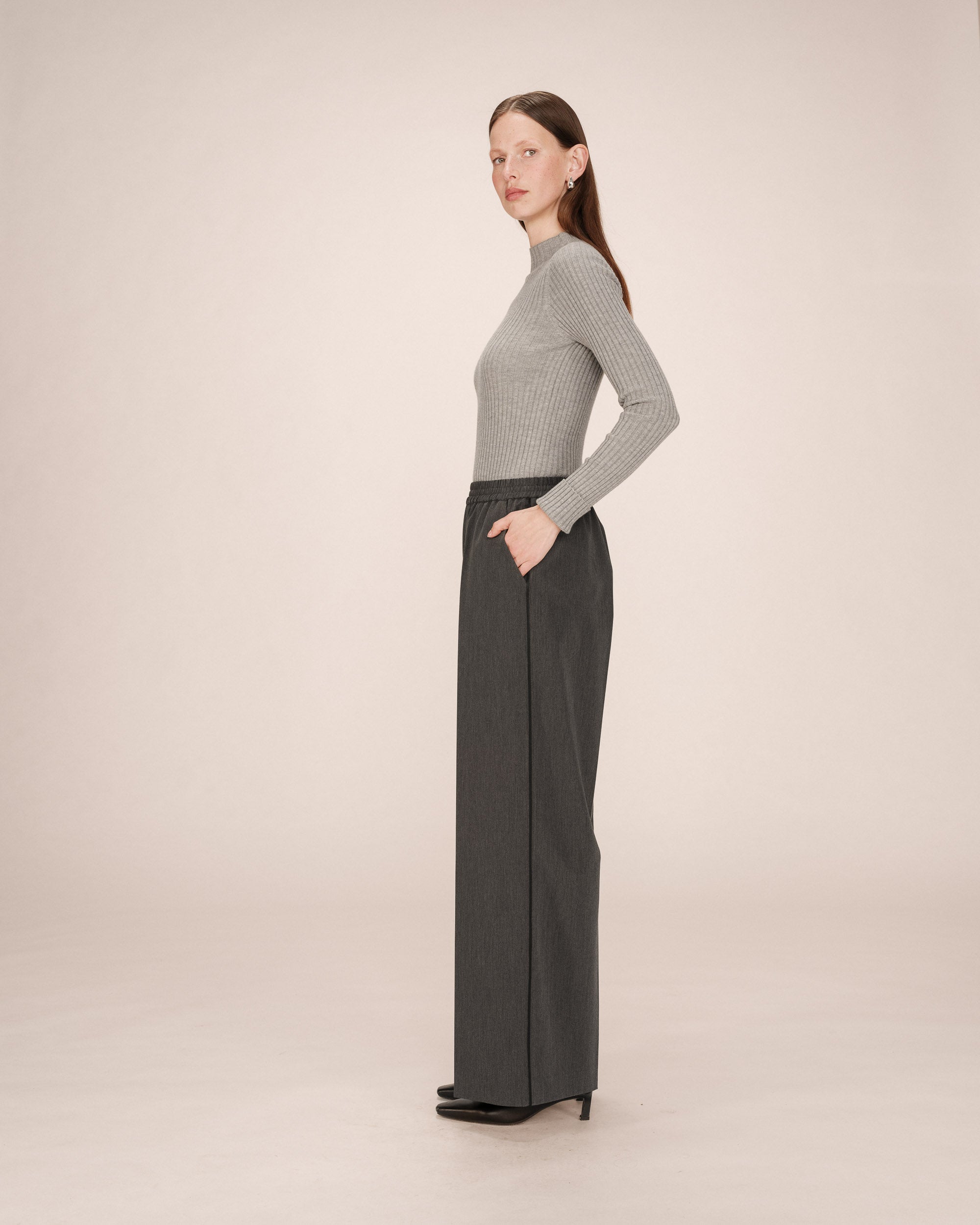 Anthracite Wide-Leg Trousers Sweeney