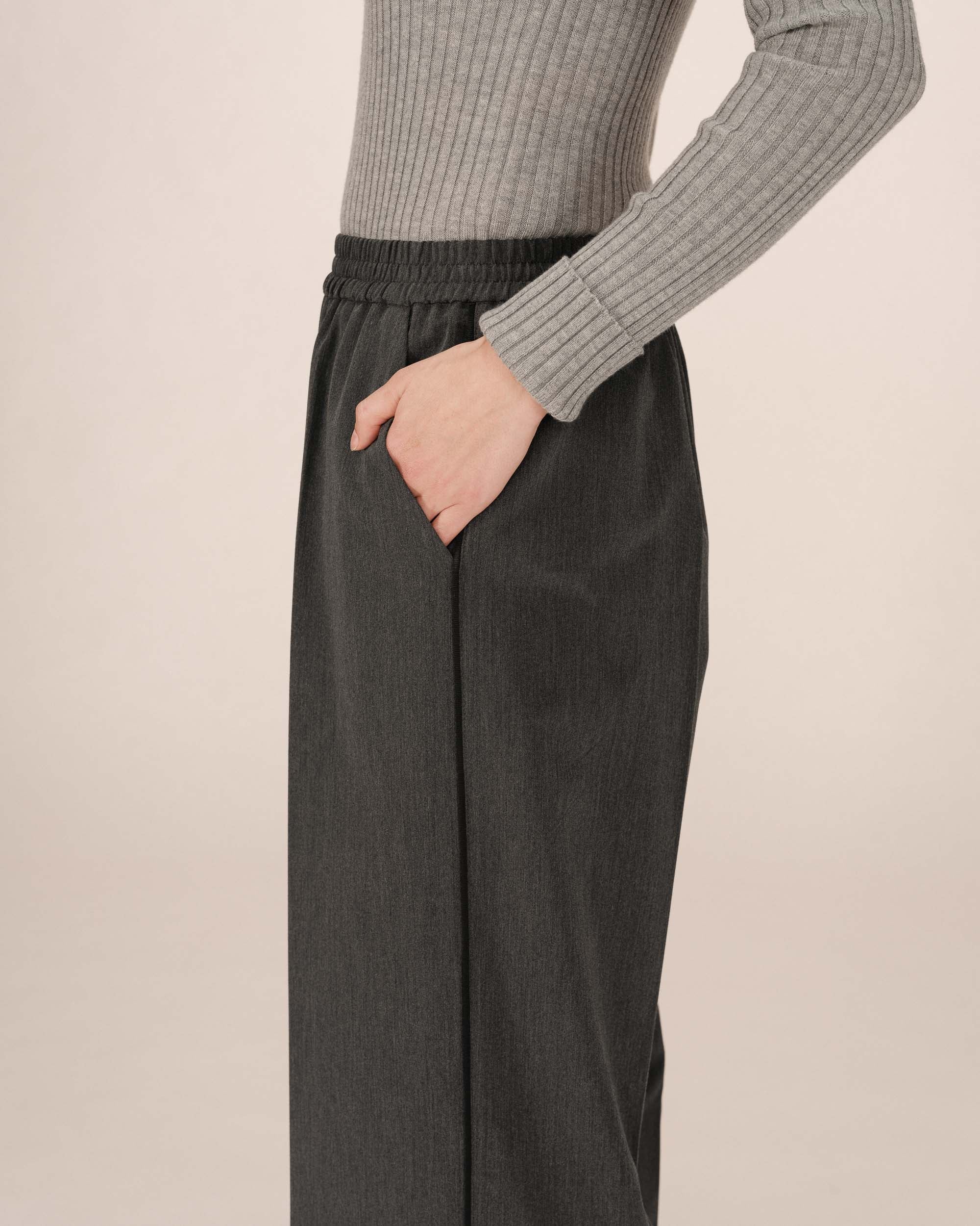 Anthracite Wide-Leg Trousers Sweeney