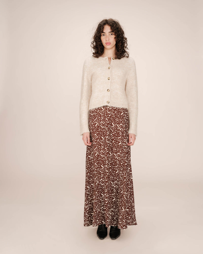 Falda Larga Estampada Chocolate Sibella