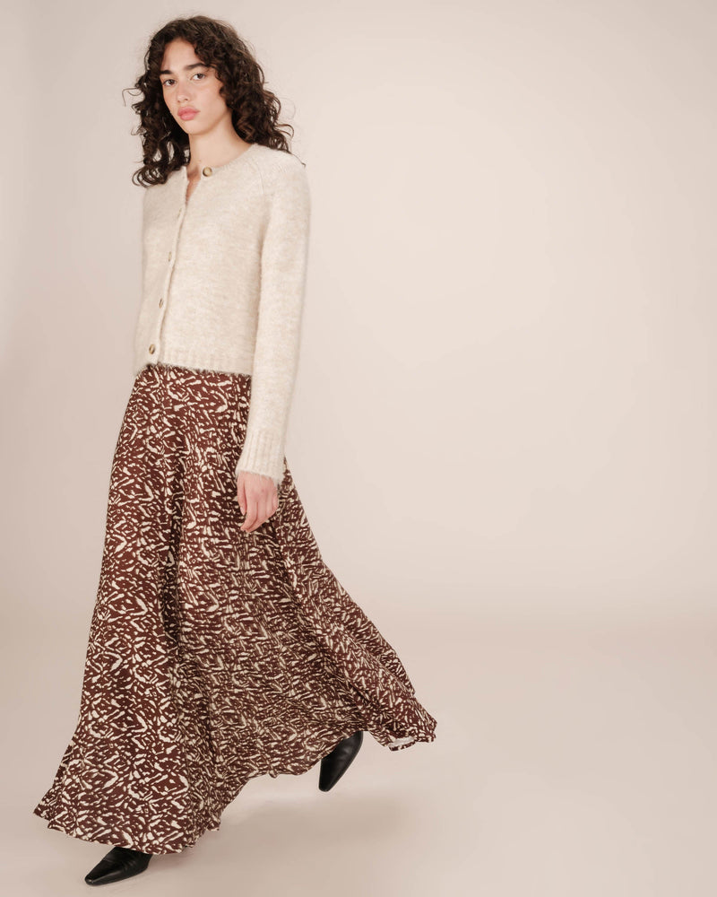 Falda Larga Estampada Chocolate Sibella