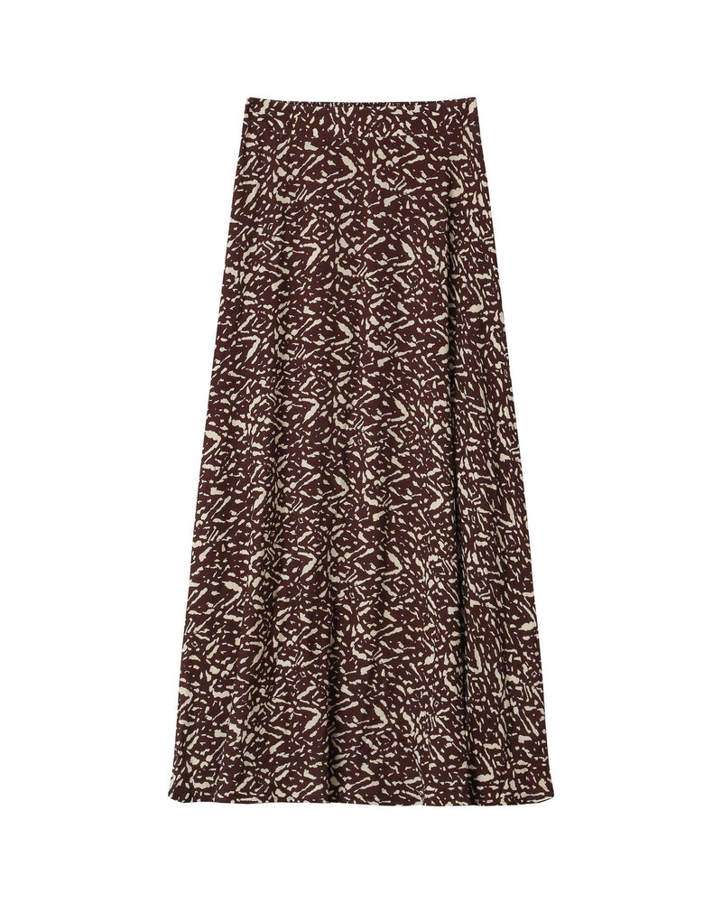 Falda Larga Estampada Chocolate Sibella