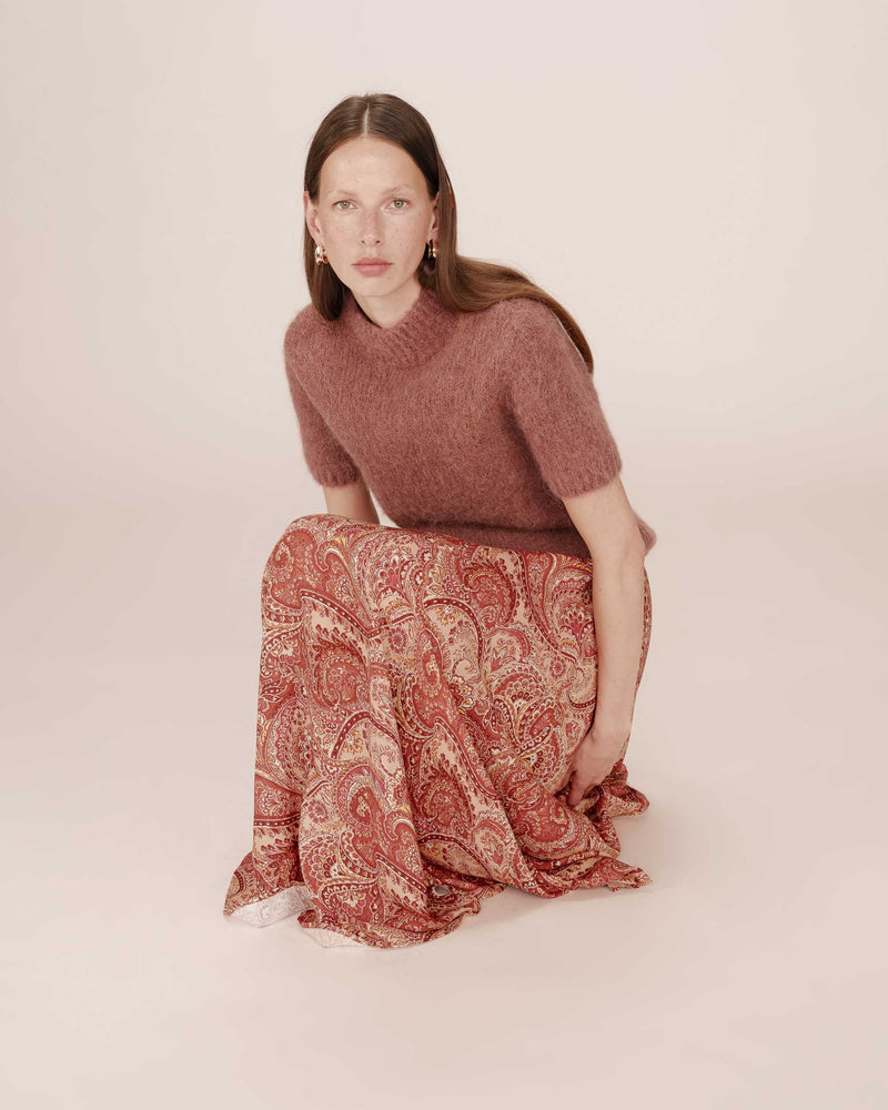 Sibella Terracotta Printed Long Skirt