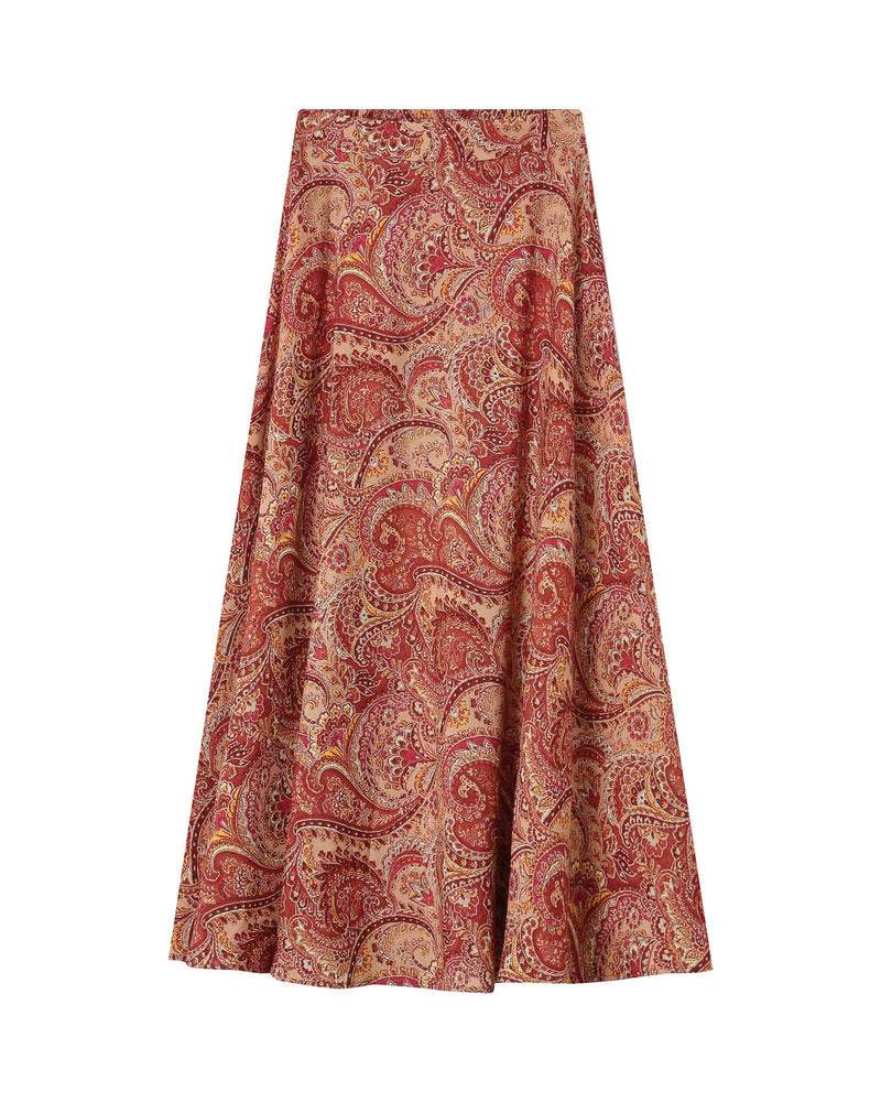 Sibella Terracotta Printed Long Skirt