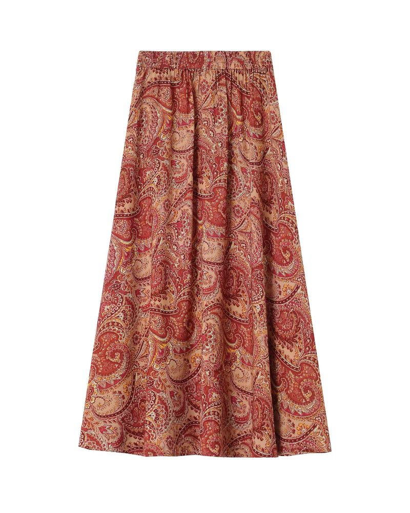 Sibella Terracotta Printed Long Skirt