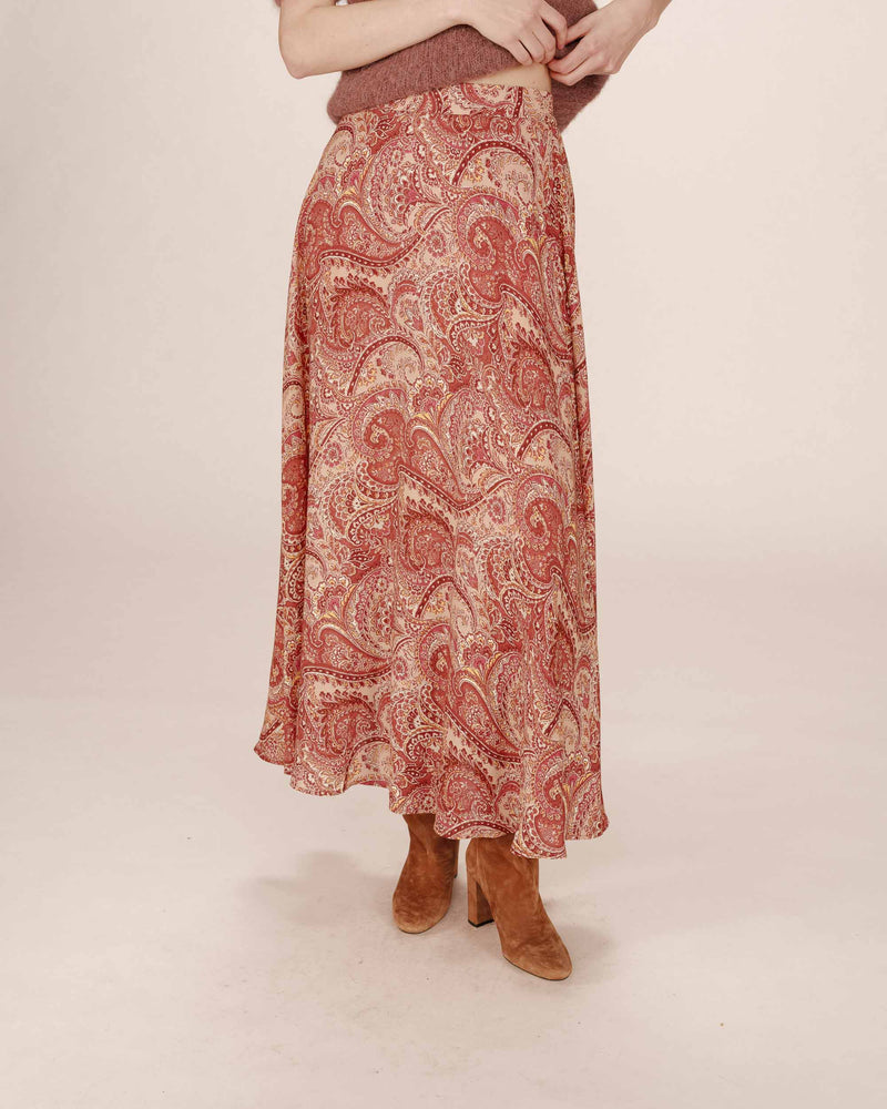 Sibella Terracotta Printed Long Skirt